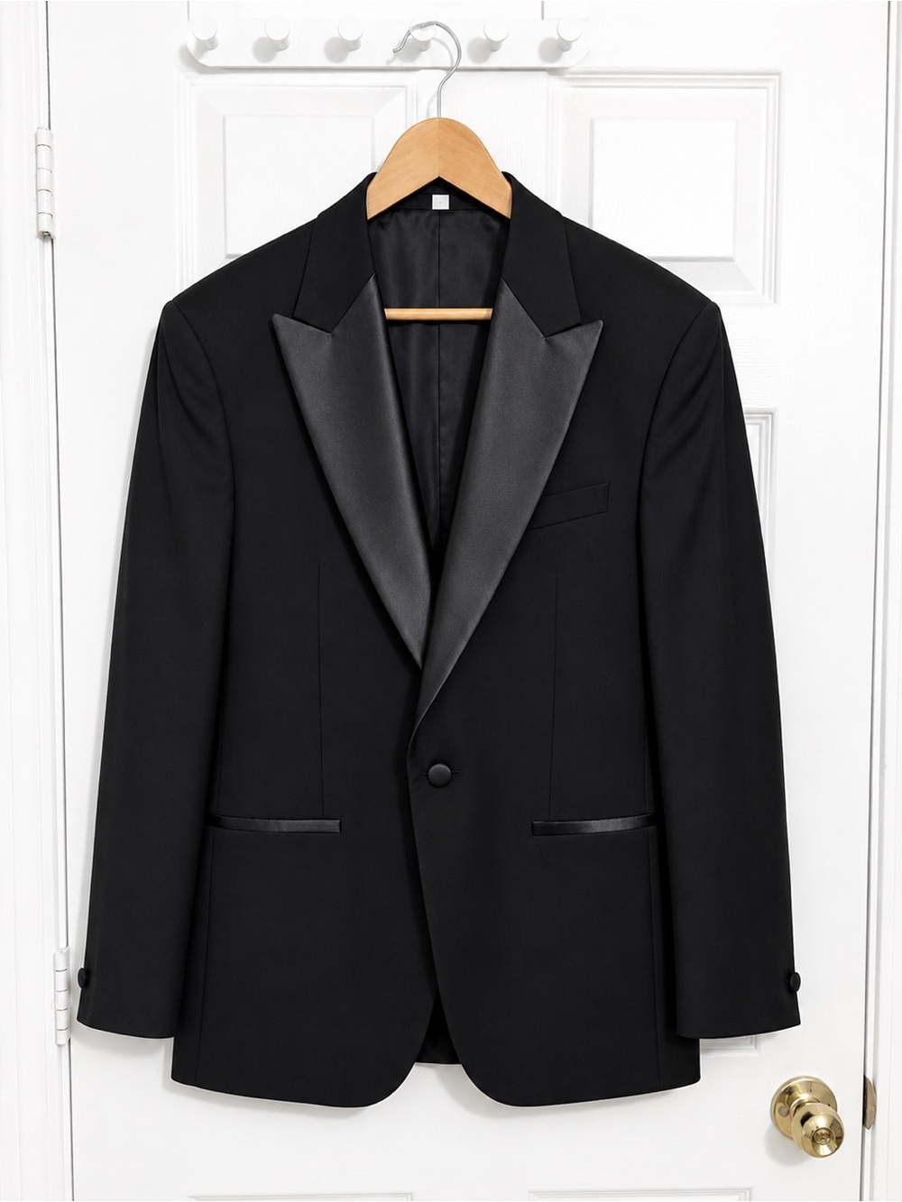 Black Men's Satin Lapel Tuxedo Blazer - Mark’s & Spencer